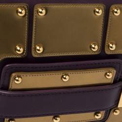 Delvaux Gold/Purple Leather Iron Shield Mini Madame Crossbody Bag 