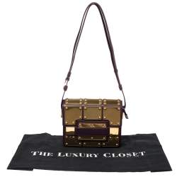 Delvaux Gold/Purple Leather Iron Shield Mini Madame Crossbody Bag 