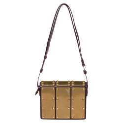 Delvaux Gold/Purple Leather Iron Shield Mini Madame Crossbody Bag 