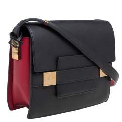 Delvaux Black/Red Leather Madame PM Shoulder Bag 