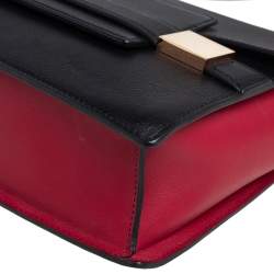Delvaux Black/Red Leather Madame PM Shoulder Bag 