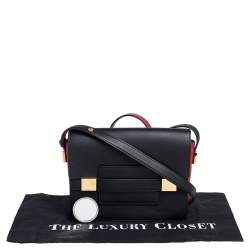 Delvaux Black/Red Leather Madame PM Shoulder Bag 