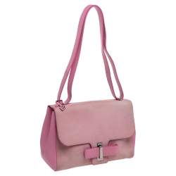 Devlaux Pink Leather Flap Shoulder Bag