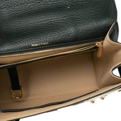 Pre Owned Delvaux Black Tribal Stitch Leather MM Le Tempête Top Handle Bag