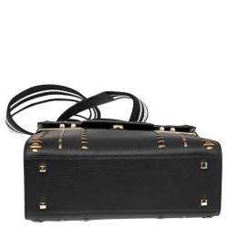 Pre Owned Delvaux Black Tribal Stitch Leather MM Le Tempête Top Handle Bag