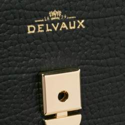 Pre Owned Delvaux Black Tribal Stitch Leather MM Le Tempête Top Handle Bag