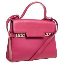 Delvaux Burgundy Leather Tempete MM Top Handle Bag                  