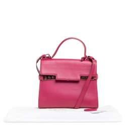 Delvaux Burgundy Leather Tempete MM Top Handle Bag                  