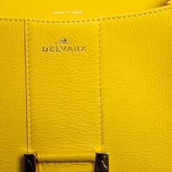 Delvaux Yellow Leather Mini Le Brillant Top Handle Bag
