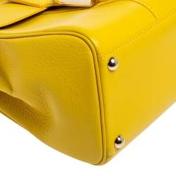 Delvaux Yellow Leather Mini Le Brillant Top Handle Bag
