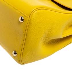 Delvaux Yellow Leather Mini Le Brillant Top Handle Bag