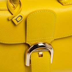 Delvaux Yellow Leather Mini Le Brillant Top Handle Bag