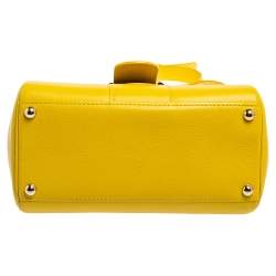 Delvaux Yellow Leather Mini Le Brillant Top Handle Bag