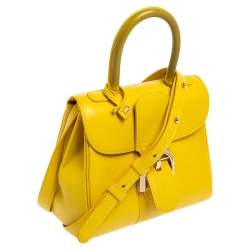 Delvaux Yellow Leather Mini Le Brillant Top Handle Bag
