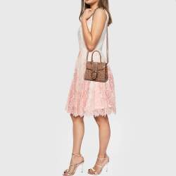 Pre Owned Delvaux Brown Alligator Mini Le Brillant Top Handle Bag