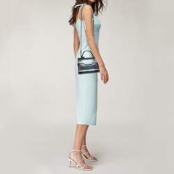 Delvaux Black Iridescent Lizard Tempete PM Top Handle Bag