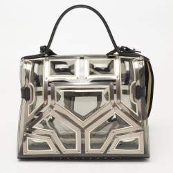 Delvaux Black/Clear Metal Embellished Vinyl Gladiator Tempete Top Handle Bag 