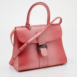 Delvaux Peach Ombre Python MM Le Brillant Top Handle Bag