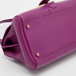 Delvaux Purple Leather Brillant East West Top Handle Bag