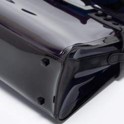 Pre Owned Delvaux Dark Blue Vinyl Dark Knight Tempete Top Handle Bag