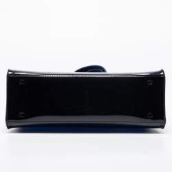 Pre Owned Delvaux Dark Blue Vinyl Dark Knight Tempete Top Handle Bag