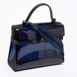 Pre Owned Delvaux Dark Blue Vinyl Dark Knight Tempete Top Handle Bag