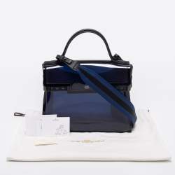 Pre Owned Delvaux Dark Blue Vinyl Dark Knight Tempete Top Handle Bag
