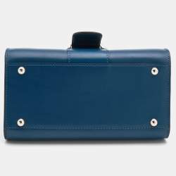 Delvaux Blue Leather Mini Le Brillant Top Handle Bag