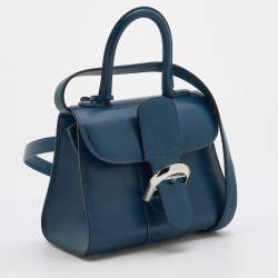 Delvaux Blue Leather Mini Le Brillant Top Handle Bag