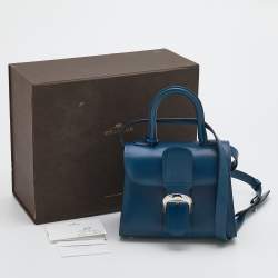 Delvaux Blue Leather Mini Le Brillant Top Handle Bag