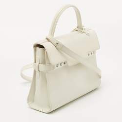 Delvaux White Leather Tempete MM Top Handle Bag                  