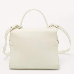 Delvaux White Leather Tempete MM Top Handle Bag                  