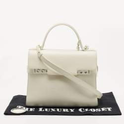 Delvaux White Leather Tempete MM Top Handle Bag                  