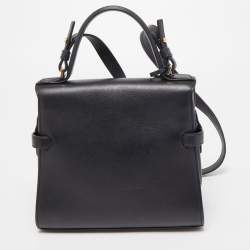 Delvaux Black Leather Tempete PM Top Handle Bag