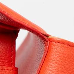 Delvaux Orange Leather Brillant MM Top Handle Bag