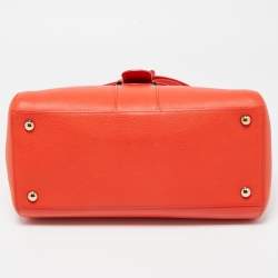 Delvaux Orange Leather Brillant MM Top Handle Bag