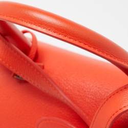 Delvaux Orange Leather Brillant MM Top Handle Bag