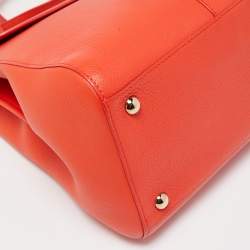 Delvaux Orange Leather Brillant MM Top Handle Bag