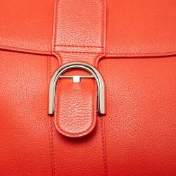 Delvaux Orange Leather Brillant MM Top Handle Bag
