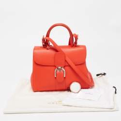 Delvaux Orange Leather Brillant MM Top Handle Bag