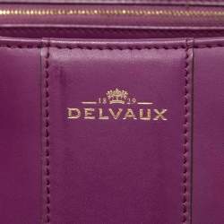 Pre Owned Delvaux Purple Leather Brillant MM Top Handle Bag