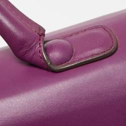 Pre Owned Delvaux Purple Leather Brillant MM Top Handle Bag