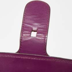 Pre Owned Delvaux Purple Leather Brillant MM Top Handle Bag