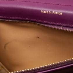 Pre Owned Delvaux Purple Leather Brillant MM Top Handle Bag