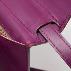 Pre Owned Delvaux Purple Leather Brillant MM Top Handle Bag