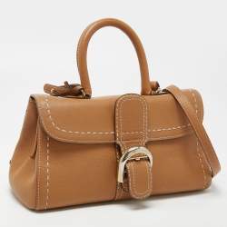 Delvaux Brown Leather Mini Brillant East/West Top Handle Bag