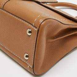 Delvaux Brown Leather Mini Brillant East/West Top Handle Bag