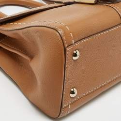 Delvaux Brown Leather Mini Brillant East/West Top Handle Bag