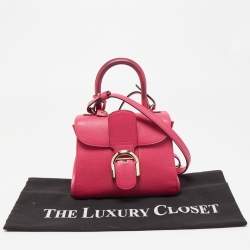 Pre Owned Delvaux Magenta Leather Mini Le Brillant Top Handle Bag
