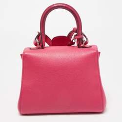 Pre Owned Delvaux Magenta Leather Mini Le Brillant Top Handle Bag